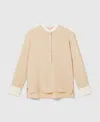 Stella Mccartney Contrast Panel Grandfather Collar Shirt In Brown