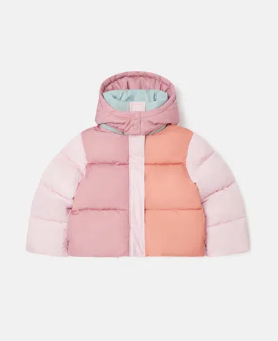 Stella Mccartney Contrast Panel Hooded Puffer Coat In Multi