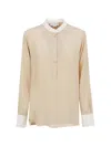 Stella Mccartney Contrast Collar Shirt Long Sleeve Pleat In Neutral