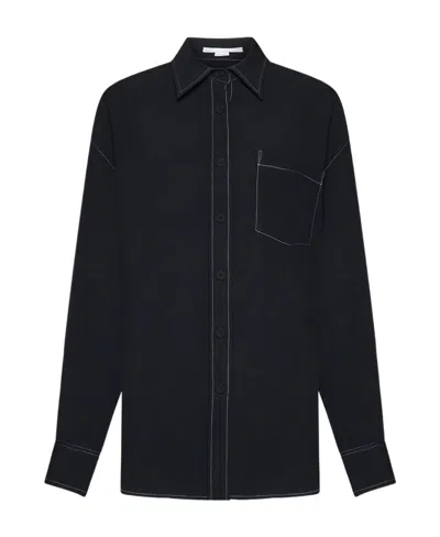 Stella Mccartney Contrast-stitching Long-sleeve Shirt In 1000