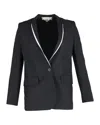 Stella Mccartney Contrast Trim Blazer In Black Wool In Black