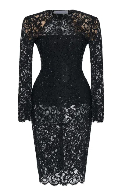 Stella Mccartney Corded Lace Midi Dress In Black