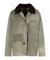 Stella Mccartney Gray Corduroy Collar Aged Jacket In Red