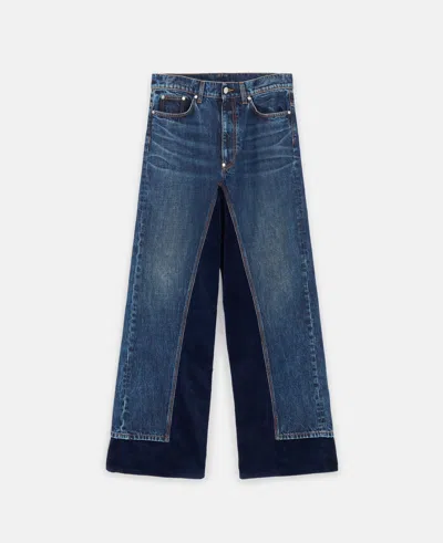Stella Mccartney Corduroy High-rise Straight Leg Jeans In Dark Wash Blue Denim