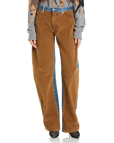 Stella Mccartney Corduroy Mixed Curved Jeans In Mix Denim And Corduroy In Multi