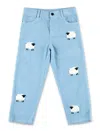 Stella Mccartney Embroidered-sheep Corduroy Trousers In L.blue