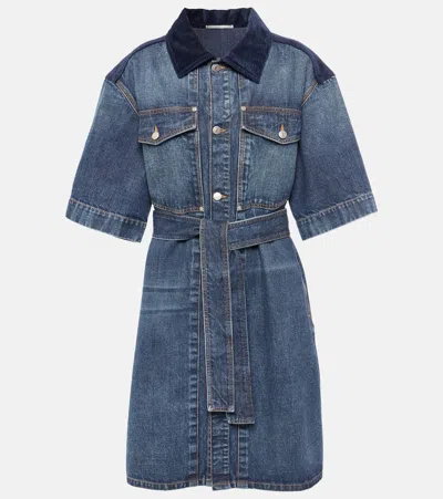 Stella Mccartney Jeanskleid Mit Cord In Blau