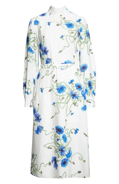 Stella Mccartney Cornflower Floral Print Long Sleeve Crepe Midi Dress In Multi