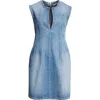 Stella Mccartney Corset Detail Sleeveless Denim Minidress In 4233 - Vintage Blue Denim