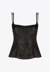 Stella Mccartney Stella Mc Cartney Black Cotton Blend Peplum Top In Black