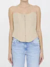 Stella Mccartney Panelled Corset-style Strapless Top In Beige