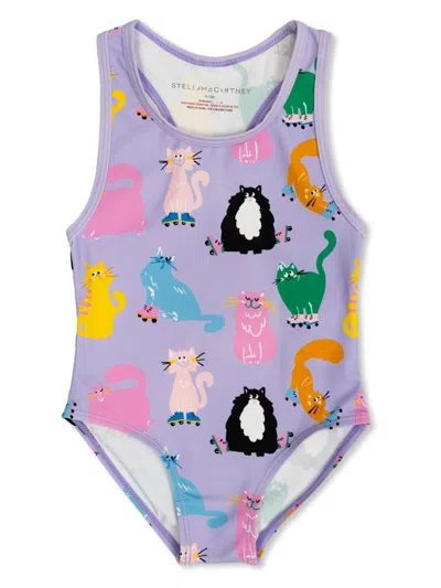 Stella Mccartney Babies' Costume Con Stampa In Lilla