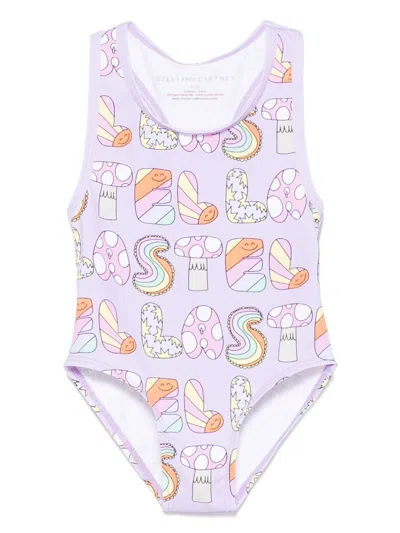 Stella Mccartney Babies' Costume Con Stampa In Lilla