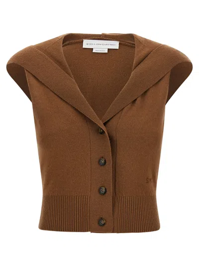 Stella Mccartney Cosy Knit Hood Top In Sand