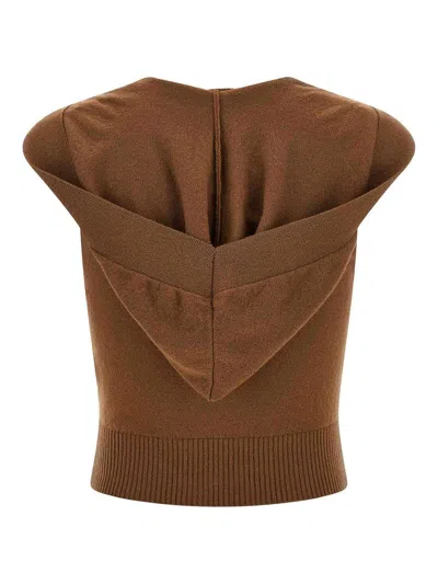 Stella Mccartney Cosy Knit Hood Top In Sand