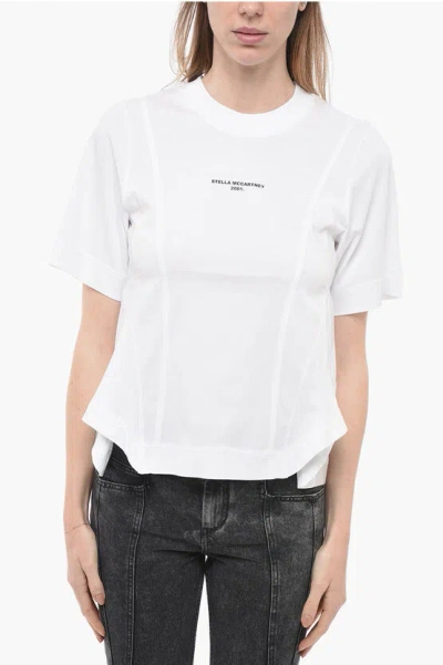 Stella Mccartney Cotton 2001 T-shirt With Transversal Stitchings In White
