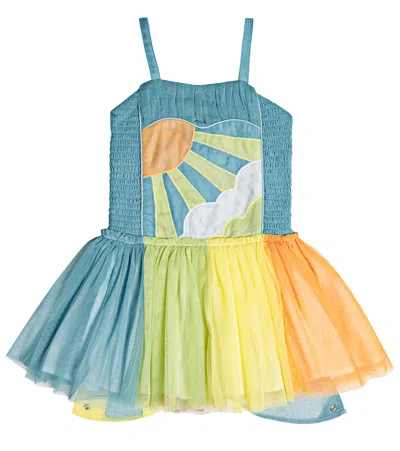 Stella Mccartney Kids' Cotton And Tulle Dress In Colourful