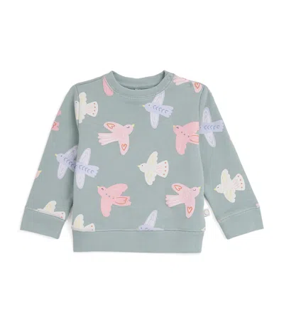 Stella Mccartney Kids' Cotton Bird Graphic Sweater In Green