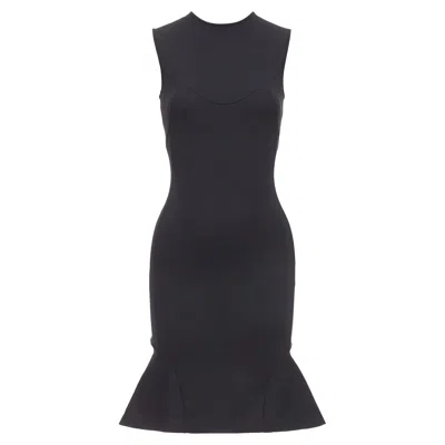 Stella Mccartney Cotton Blend Kick Flare Hem Fitted Dress In Black