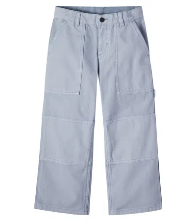 Stella Mccartney Kids' Cotton Canvas Cargo Pants In Blue