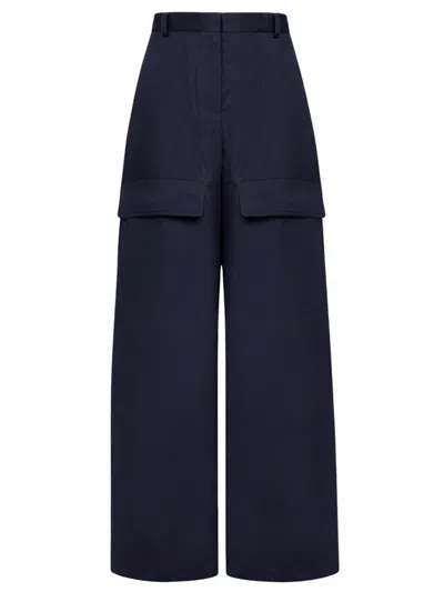 Stella Mccartney Cotton Cargo Pants In Blue