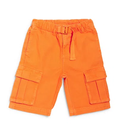 Stella Mccartney Kids' Cotton Cargo Shorts In Orange
