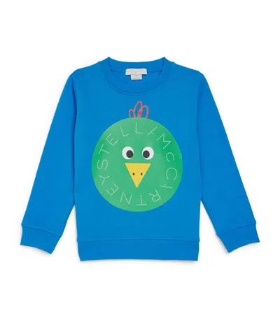 Stella Mccartney Kids' Logo-chicken-print Organic Cotton Sweatshirt In Blue