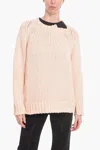 Stella Mccartney Cotton-crochet Crewneck Sweater In Pink