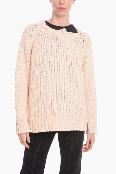 Stella Mccartney Cotton-crochet Crewneck Sweater In Pink