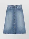 Stella Mccartney Cotton Denim Midi Skirt With A-line Shape In Blue