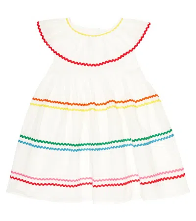 Stella Mccartney Kids' Embroidered Organic Cotton Voile Dress In White,multi