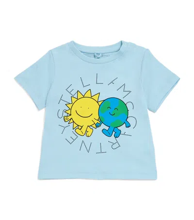 Stella Mccartney Kids' Cotton Earth Friends T-shirt In Blue