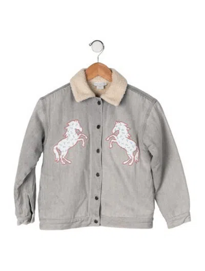 Pre-owned Stella Mccartney Kids' Cotton Embroidered Accent Jacket In Grey