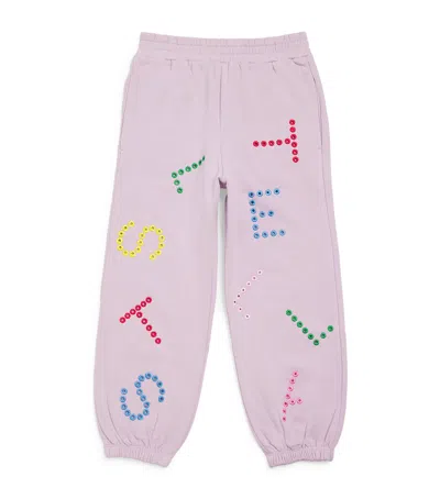 Stella Mccartney Babies' Cotton Embroidered Logo Sweatpants In Purple