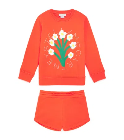 Stella Mccartney Kids' Cotton Fleece Daisy Tracksuit In Red