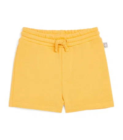 Stella Mccartney Kids' Cotton Fleece Shorts In Yellow