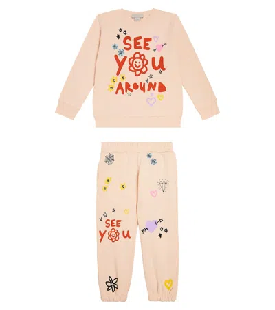 Stella Mccartney Kids' Cotton Fleece Tracksuit In Pink