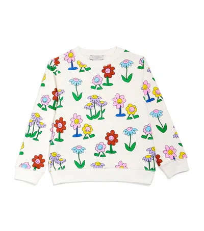 Stella Mccartney Kids' Cotton Flower Print Sweatshirt In Multi