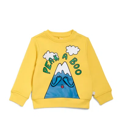 Stella Mccartney Kids' Cotton Graphic Sweatshirt In Yellow