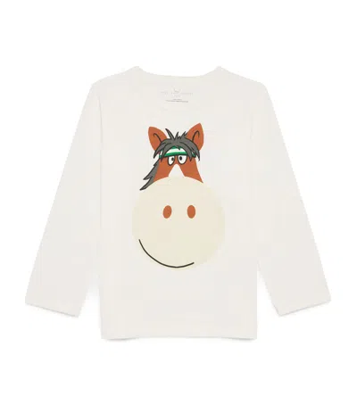 Stella Mccartney Kids' Cotton Horse T-shirt In Ivory