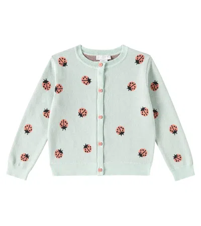 Stella Mccartney Kids' Cotton Jacquard Cardigan In Green