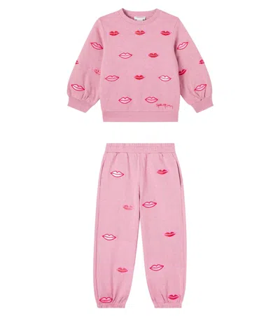 Stella Mccartney Kids' Cotton Jersey Sweatshirt And Sweatpants Set In Pink