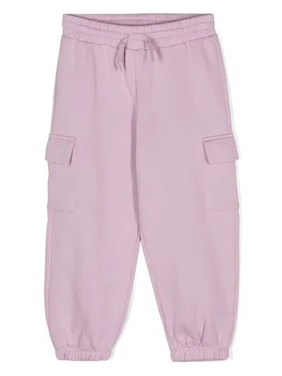 Stella Mccartney Kids' Cotton Jersey Tapered Track Pants In Purple