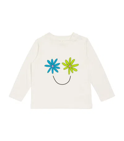 Stella Mccartney Kids Cotton Lazy Daisy T-shirt (3-36 Months) In Ivory