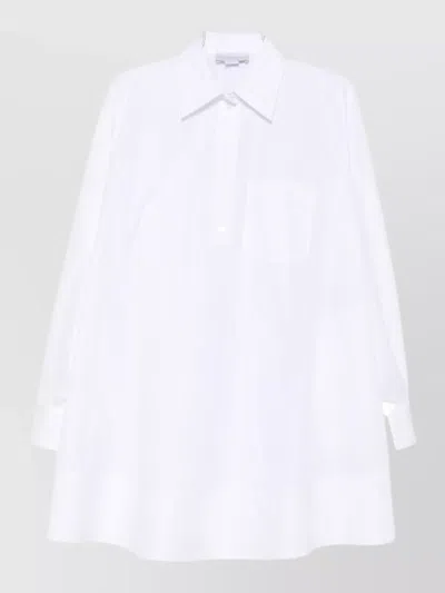 Stella Mccartney Cotton Mini Shirt Dress Long Sleeves In White