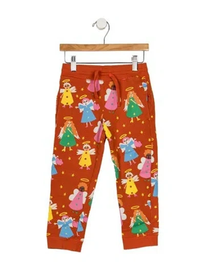 Pre-owned Stella Mccartney Babies' Cotton Orange Patterned Sweatpants With Elastic Waist