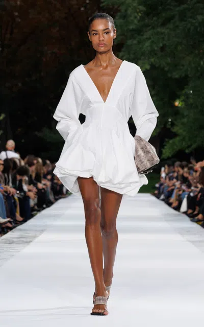 Stella Mccartney Cotton Poplin Balloon Mini Dress In White