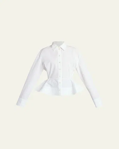 Stella Mccartney Womens Pure White Peplum-waist Tailored Cotton Shirt