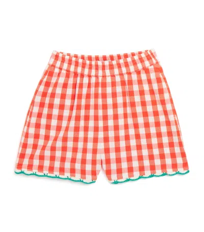 Stella Mccartney Kids' Cotton Poplin Gingham Shorts In Red