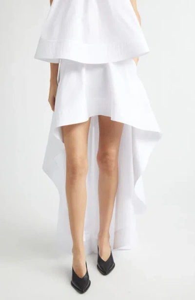 Stella Mccartney Asymmetric Ruffled Cotton Poplin Miniskirt In White